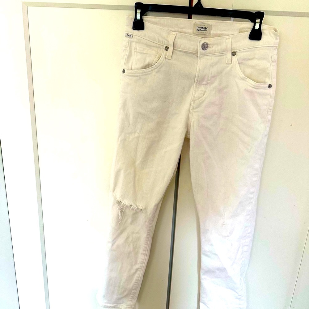Citizens Of Humanity White Ankle Cropped Jeans